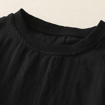 Buddha Stones Plain Threaded Crew Neck Design Women's Short Sleeves Shirt
