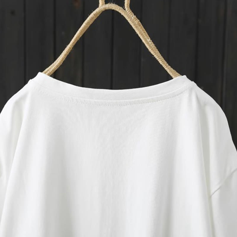 Buddha Stones Casual Loose Summer Plain Crew Neck Women's Short Sleeve T-shirt