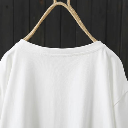 Buddha Stones Casual Loose Summer Plain Crew Neck Women's Short Sleeve T-shirt