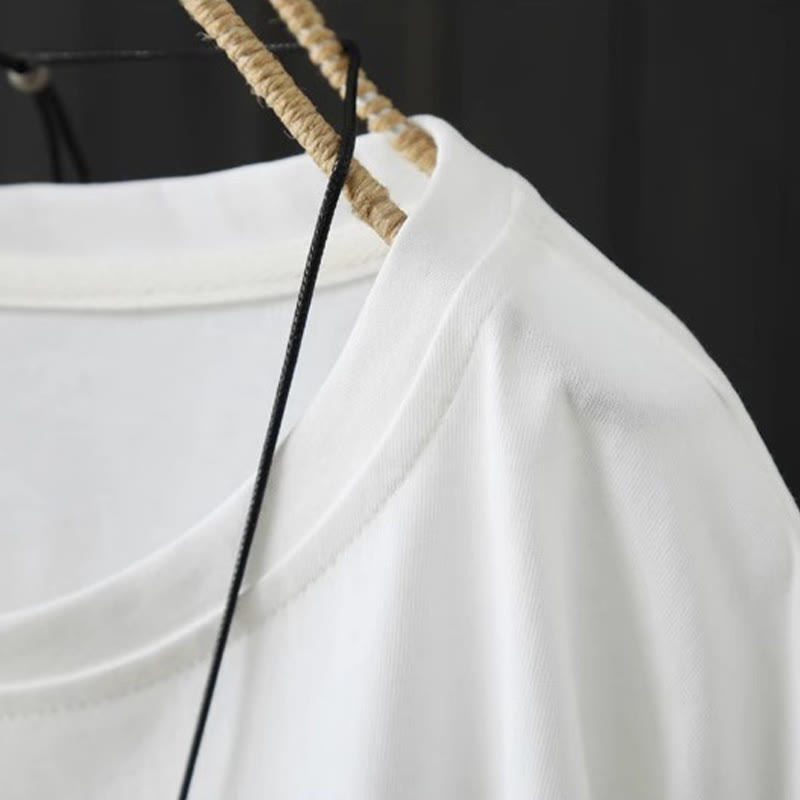 Buddha Stones Casual Loose Summer Plain Crew Neck Women's Short Sleeve T-shirt