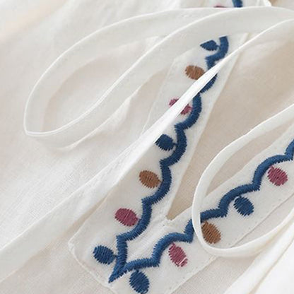 Buddha Stones Summer Embroided Three Quarter Lantern Sleeve Women's T-Shirt