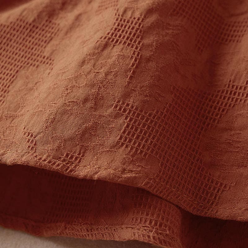 Buddha Stones Casual Floral Pattern Lapel Women's Short Sleeve T-shirt