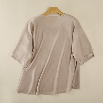 Buddha Stones Spring Boho Embroidered Elbow-Length Sleeve Women's T-Shirts