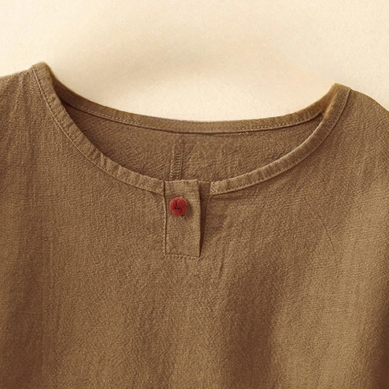 Buddha Stones Casual Plain Women's Crew Neck Design Loose Half Sleeve T-shirt