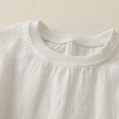Buddha Stones Plain Threaded Crew Neck Design Women's Short Sleeves Shirt