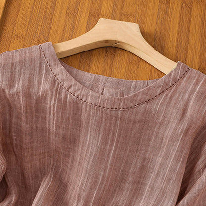 Buddha Stones Casual Summer Plain Crew Neck Women's Three Quarter Sleeve T-Shirt
