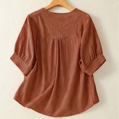 Buddha Stones Plain Crew Neck Design Women's Loose Short Sleeves T-Shirt