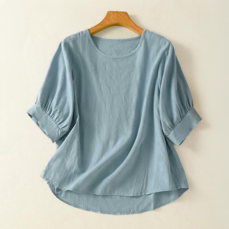 Buddha Stones Plain Crew Neck Design Women's Loose Short Sleeves T-Shirt