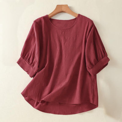 Buddha Stones Plain Crew Neck Design Women's Loose Short Sleeves T-Shirt