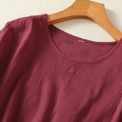 Buddha Stones Plain Crew Neck Design Women's Loose Short Sleeves T-Shirt