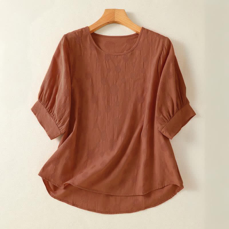 Buddha Stones Plain Crew Neck Design Women's Loose Short Sleeves T-Shirt