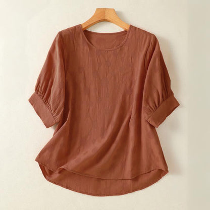 Buddha Stones Plain Crew Neck Design Women's Loose Short Sleeves T-Shirt