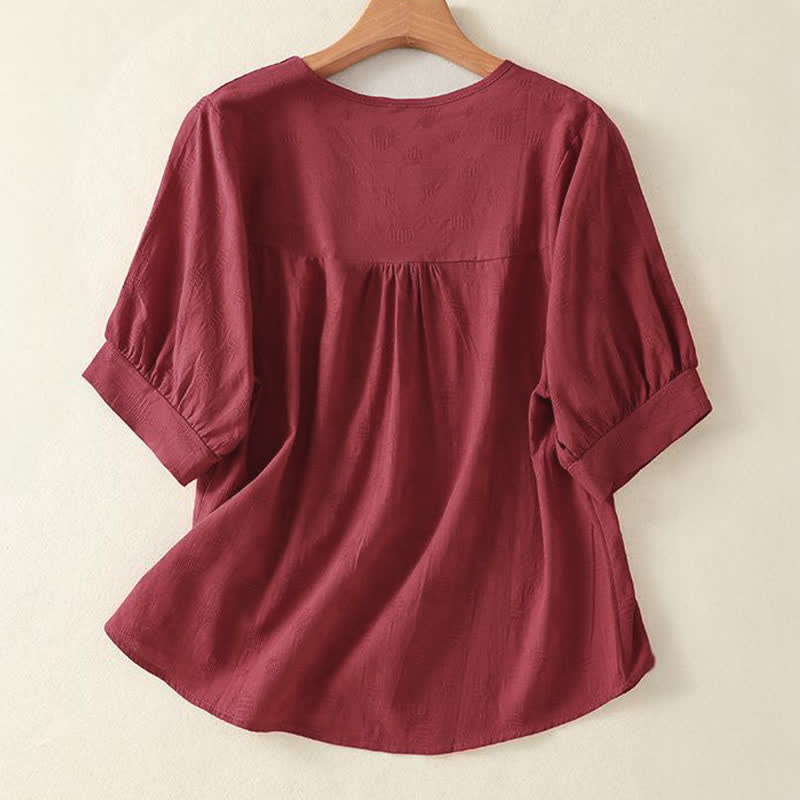 Buddha Stones Plain Crew Neck Design Women's Loose Short Sleeves T-Shirt