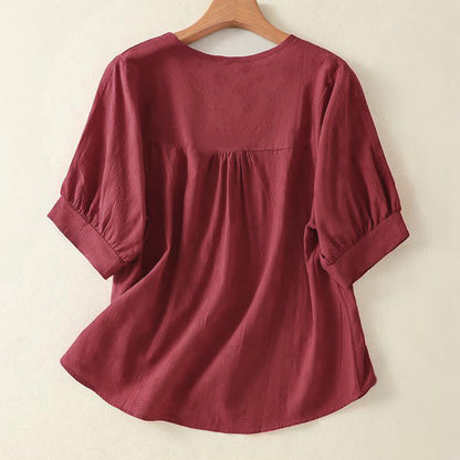 Buddha Stones Plain Crew Neck Design Women's Loose Short Sleeves T-Shirt
