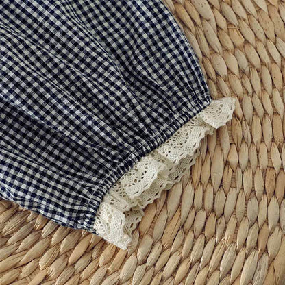 Buddha Stones Spring Fall Vintage Elegant Plaid Lace Trim Women's Long Sleeve T-Shirt