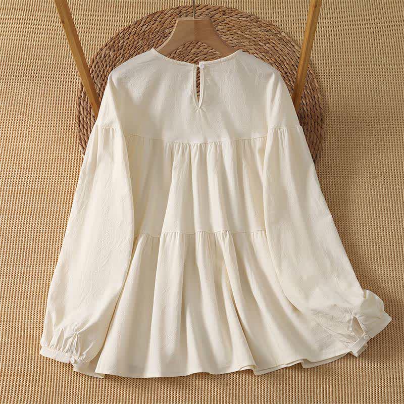 Buddha Stones Spring Fall Casual Simple Solid Women's Long Sleeve T-Shirt