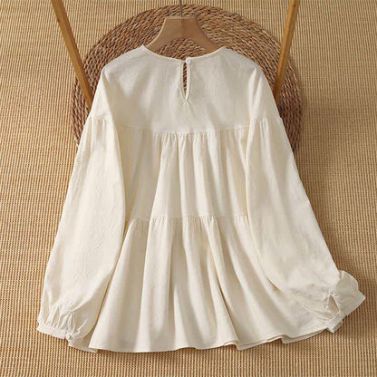 Buddha Stones Spring Fall Casual Simple Solid Women's Long Sleeve T-Shirt