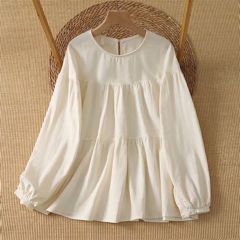 Buddha Stones Spring Fall Casual Simple Solid Women's Long Sleeve T-Shirt