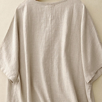 Buddha Stones Casual Plain Women's Crew Neck Design Loose Half Sleeve T-shirt