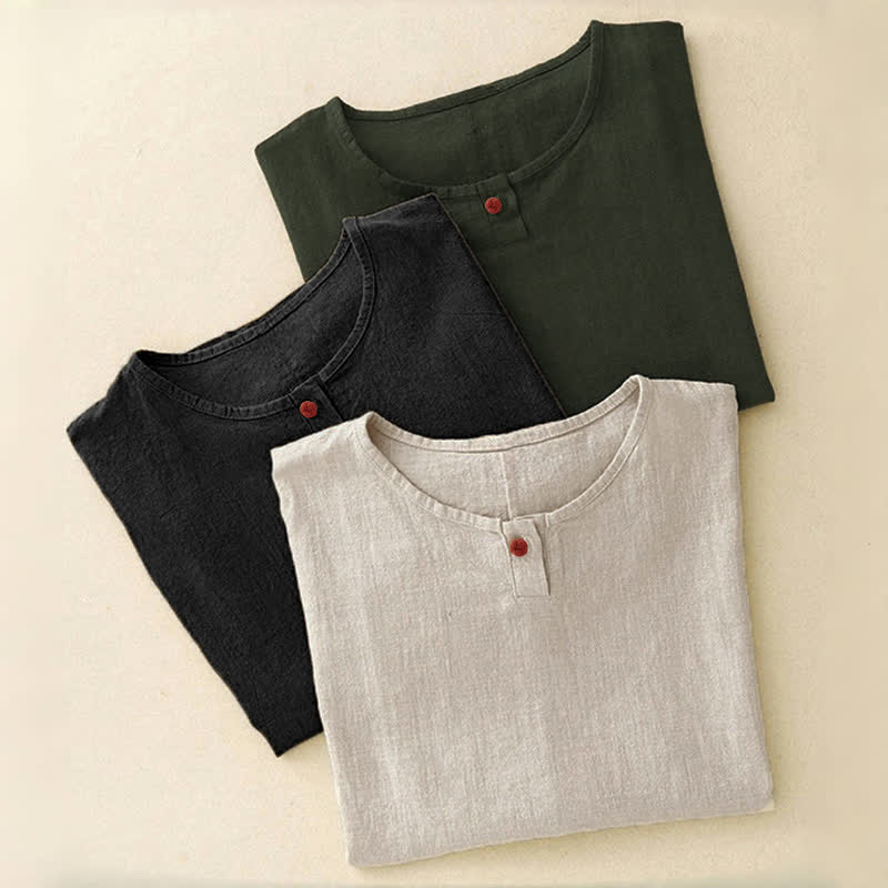 Buddha Stones Casual Plain Women's Crew Neck Design Loose Half Sleeve T-shirt