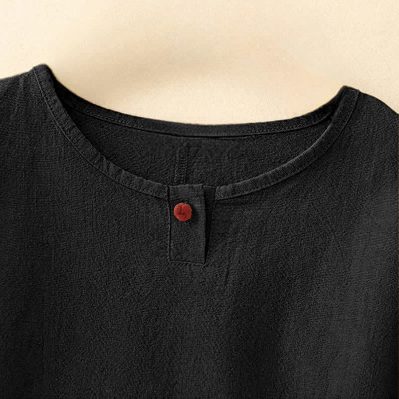 Buddha Stones Casual Plain Women's Crew Neck Design Loose Half Sleeve T-shirt