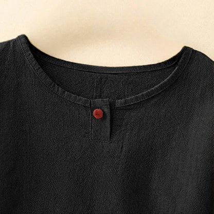 Buddha Stones Casual Plain Women's Crew Neck Design Loose Half Sleeve T-shirt