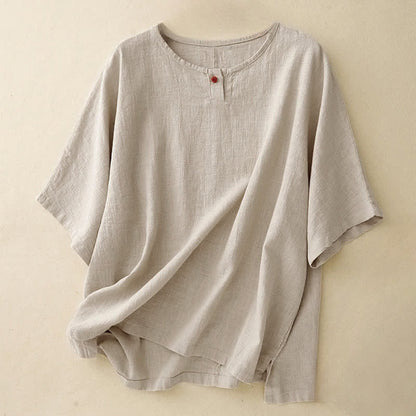 Buddha Stones Casual Plain Women's Crew Neck Design Loose Half Sleeve T-shirt