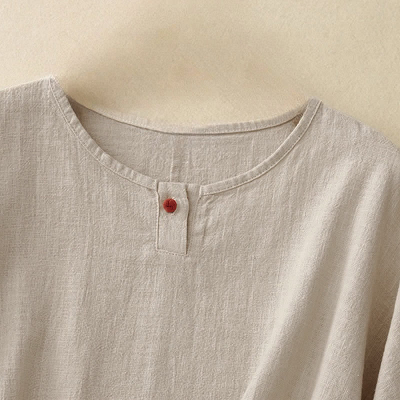 Buddha Stones Casual Plain Women's Crew Neck Design Loose Half Sleeve T-shirt