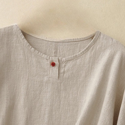 Buddha Stones Casual Plain Women's Crew Neck Design Loose Half Sleeve T-shirt