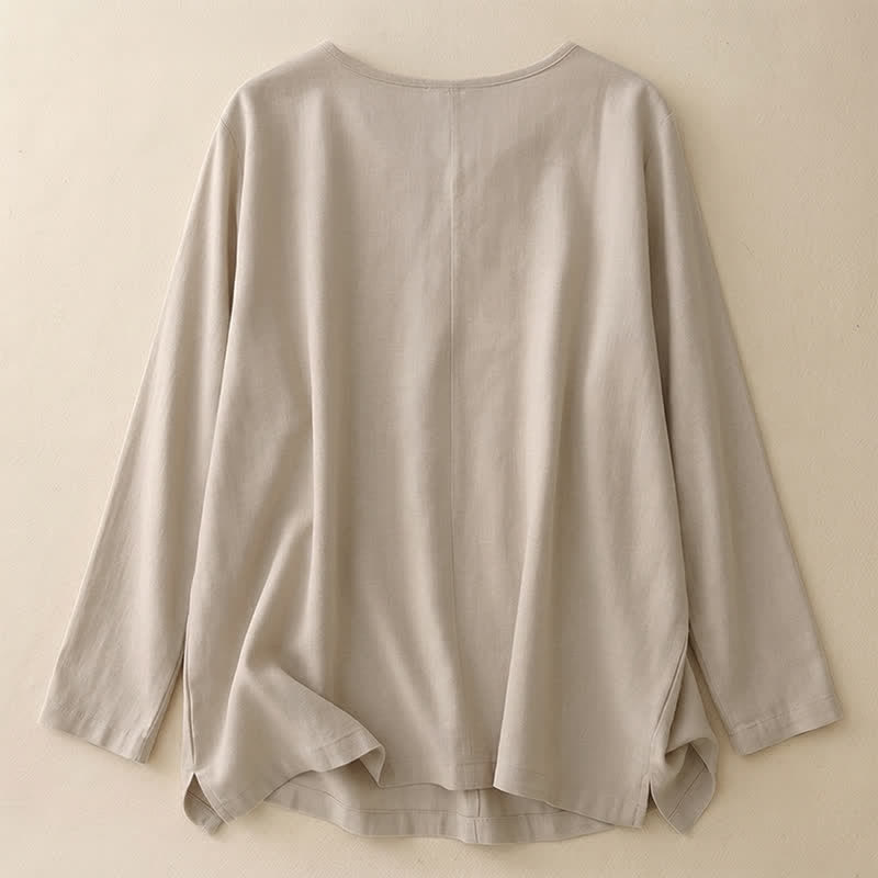 Buddha Stones Casual Plain Women's Crew Neck Design Loose Half Sleeve T-shirt