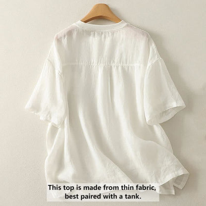 Buddha Stones Casual Embroidery Red Heart Short Sleeve Women's T-Shirt
