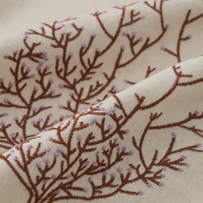 Buddha Stones Spring Fall Casual Embroidery Tree Drawstring Women's Crew Neck Design Cotton Linen Women's Long Sleeve T-Shirt
