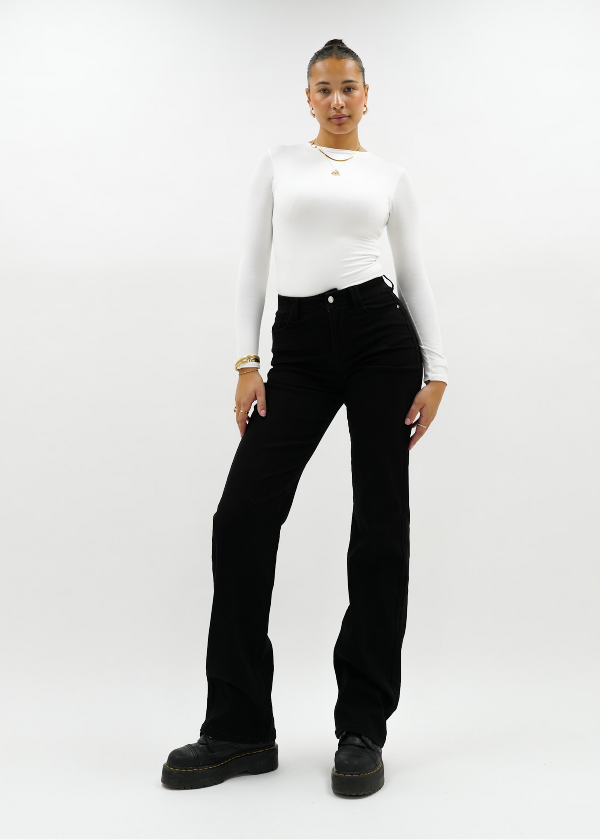 Stretch high waist straight leg jeans black (tall)